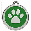 Red Dingo Green Paw Print Dog ID Tag